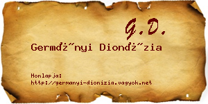 Germányi Dionízia névjegykártya